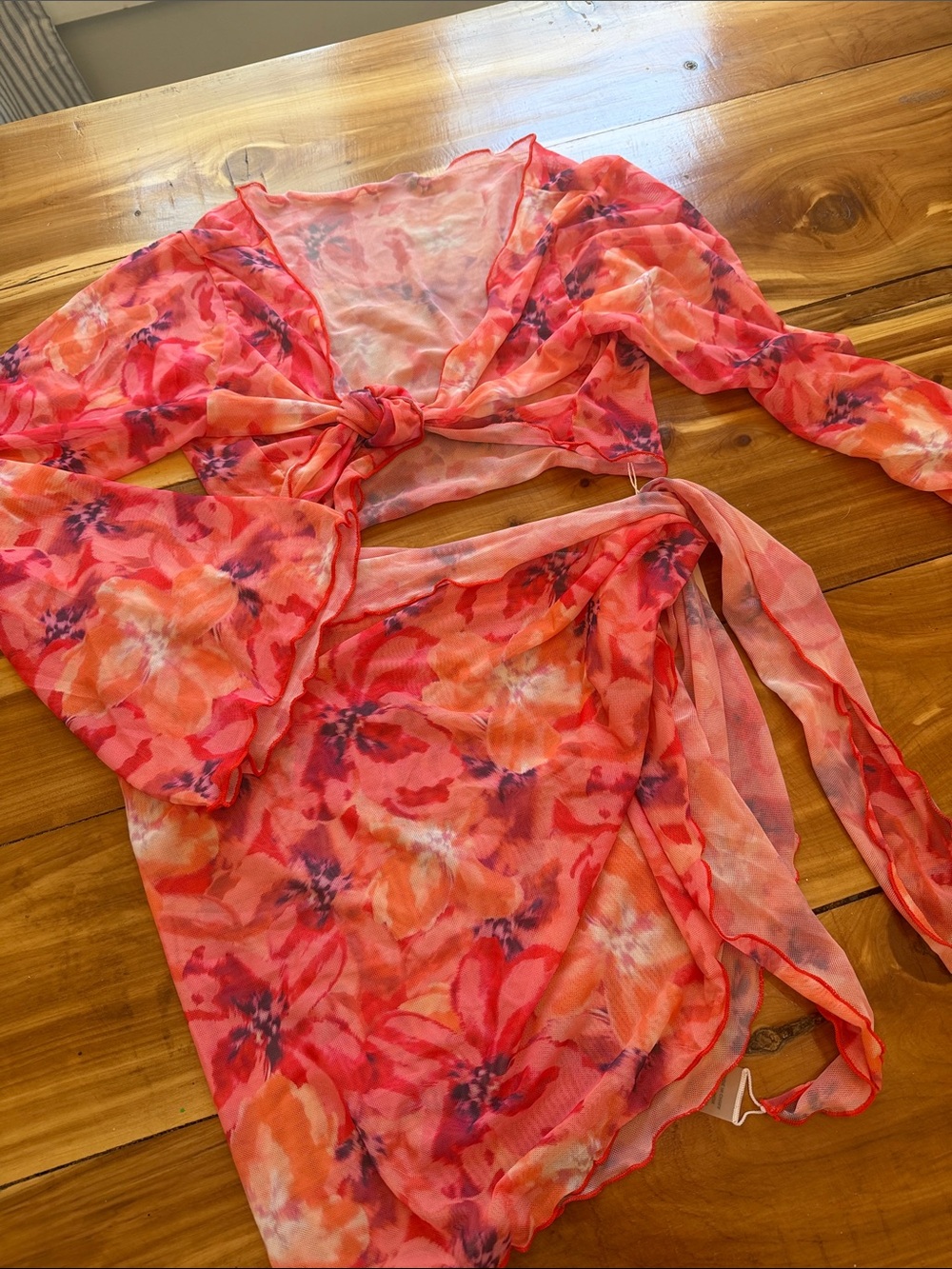 Women’s Floral Cover Up, Size Small, NWT, Hot Pink Orange cute! 🩷🍑🩷🍑